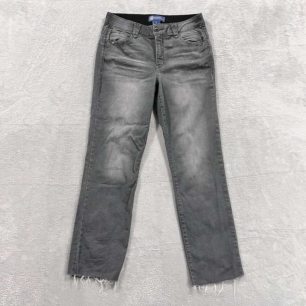 Democracy Gray Cropped Ankle Jeans with Trendy Frayed Hem